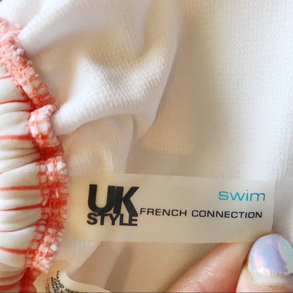 NWOT French Connection Swim Orange Striped Bandeau Bikini Bathing Suit Top - Picture 4 of 7